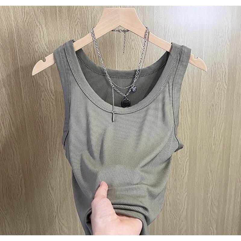Spring and Summer New Wide Shoulder Vest Women's Big Collar Simple Base Inner with Small Vest Women's Sleeveless Vest
