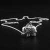 Retro Elephant Charm Necklace: Aged, Three-Dimensional, Double-Sided Wealth-Attracting Pendant for Men and Women.