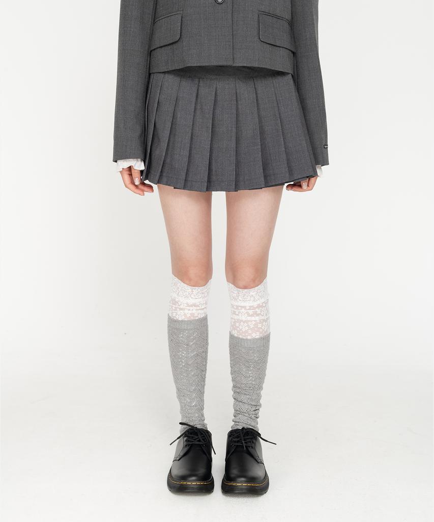 High School Disco School Pleated Wool Skirt