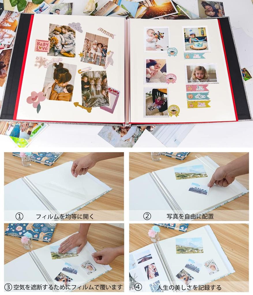 RECUTMS Photo 20 Large Capacity Holds 240 DIY Photo Free Perfect for and Home Use Self-Adhesive Album, Sheets/40 Pages, (Large Size), Photos, Album,