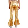 Girls Performance Pants Elastic Waistband Bronzing Cloth High Waist Design Ruffle Hem Bell Bottom