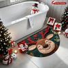 VIAMA Christmas Reindeer Semi-circular Floor Mat Anti-slip Entrance Rug Winter Bathroom Kitchen Floor Pad Home Decoration