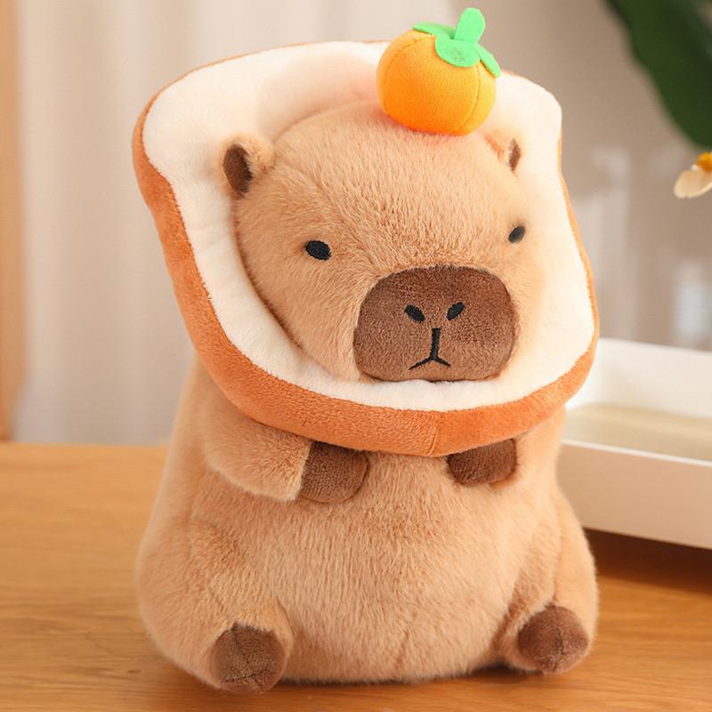 Capybara Plush Huggable Toy With Unique Food Designs And Soft Short Plush Fabric