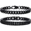 Cross Bestseller Stainless Steel Figaro Cuban Bracelet - Fashionable, Colorfast Titanium Gold & Black