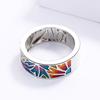 Gradient Color Drop Glue Enamel Plant Flowers European and American Pastoral Style Fashion Retro Womens Ring