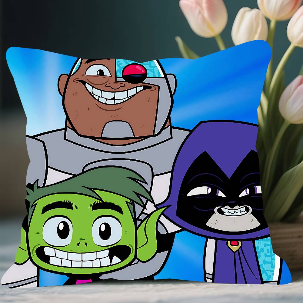 

Animation T-Teen T-Titans Go Pillow Case Removable Washable Cushion Cover – All-Season Soft Linen 12x12Inch