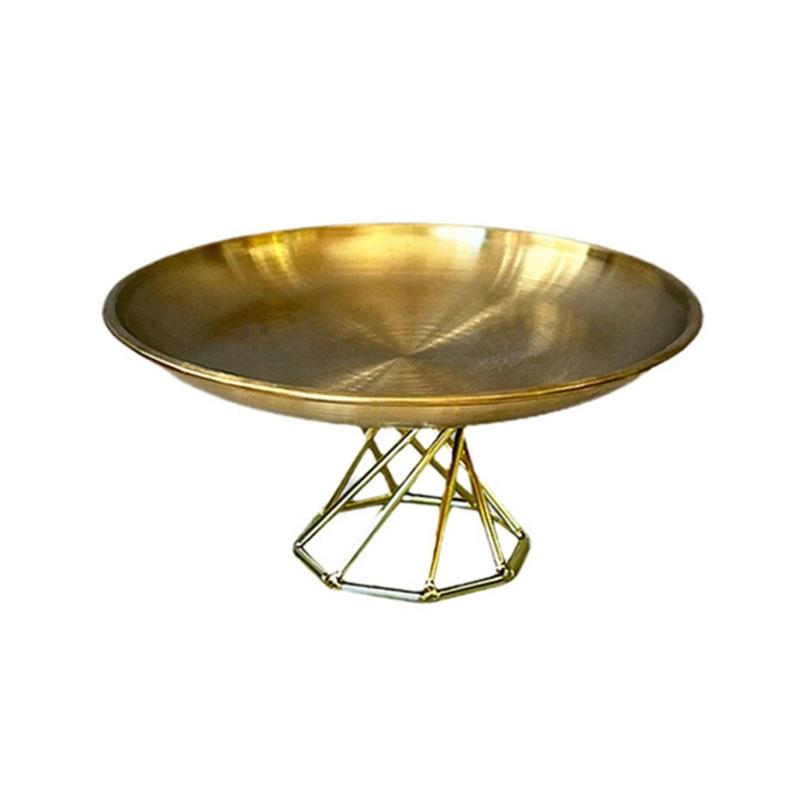 Elegant Stainless Steel Serving Tray High-foot Storage Plate Desktop Decoration Food Presentation Dish for Coffee Table