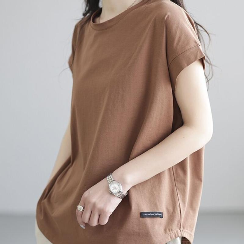 Retro Short Sleeved T-shirt Women's Loose Fitting and Slimming Temperament Hollowed Out Bottom Shirt for Spring and Summer Tops