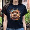 Artistic Hedgehog Color Splash Unisex T-shirt Black Navy Dark Heather