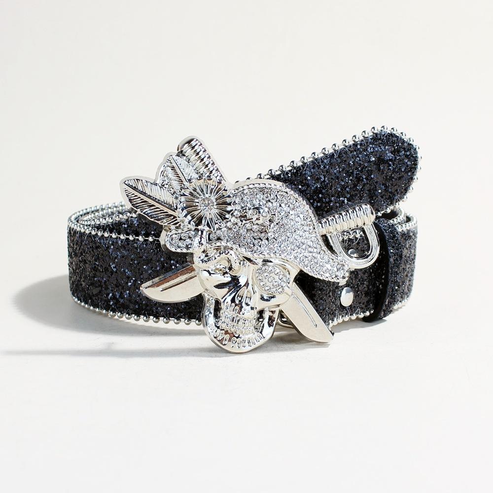 

Аксессуары Ремень женский Стразы Стразы Полный Бриллиант Бриллиант Pu Широкий Блестящий Серебряный Ремень 108Cm long