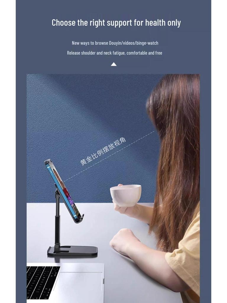 Adjustable Aluminum Phone & Tablet Stand: Weighted Base, Foldable Design