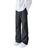 American Cleanfit Drape Casual Trousers Men's Trendy Brand Black Straight Thin Wide-leg Trousers Wrinkled Overalls
