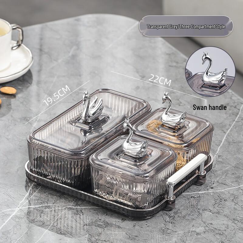 Light Luxury Transparent 3-Compartment Fruit & Candy Plate