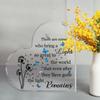 2D Flat Acrylic Heart Keepsake Sympathy Gifts Desktop Decoration Plaque, Home Decor Plaque Hanging Wall Art Decorative Garden Decoration for Room Door