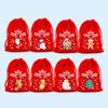 Rote Weihnachts-Kordelzug-Geschenktüten Stoff-Gastgeschenktüten für Liebesäpfel Feiertag
