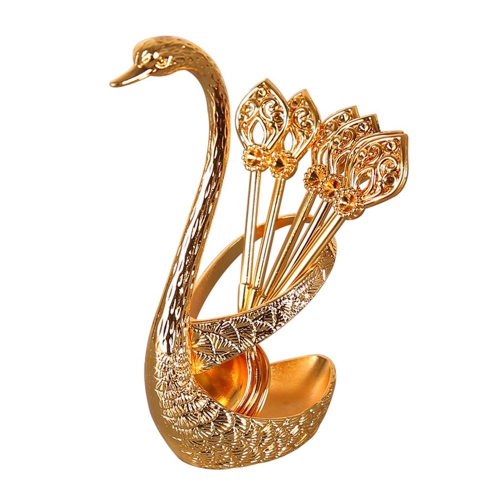 Набор ложек «Лебедь» Кофейная ложка с подставкой в ​​виде лебедя Сервировочная барная десертная ложка