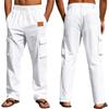 Pantaloni Casual Estivi da Uomo in Cotone e Lino - Gamba Dritta - Monocolore