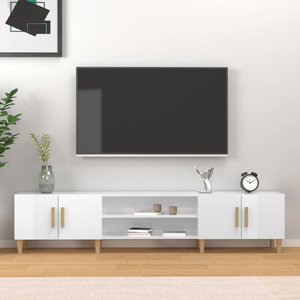 Glossy White TV Cabinet 180 x 31.5 x 40 cm Engineered Wood