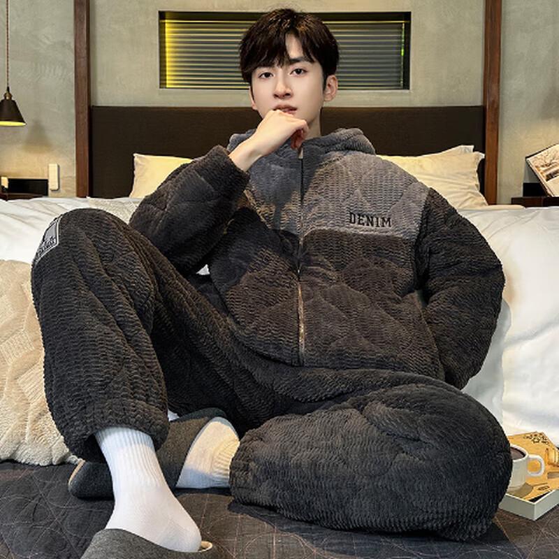 

Мужской зимний теплый пижамный комплект из кораллового флиса Wuyi