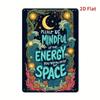 Vintage Tin Metal Sign Floral Starry Moon Mindful Energy Quote 8x12 Inch Wall Art