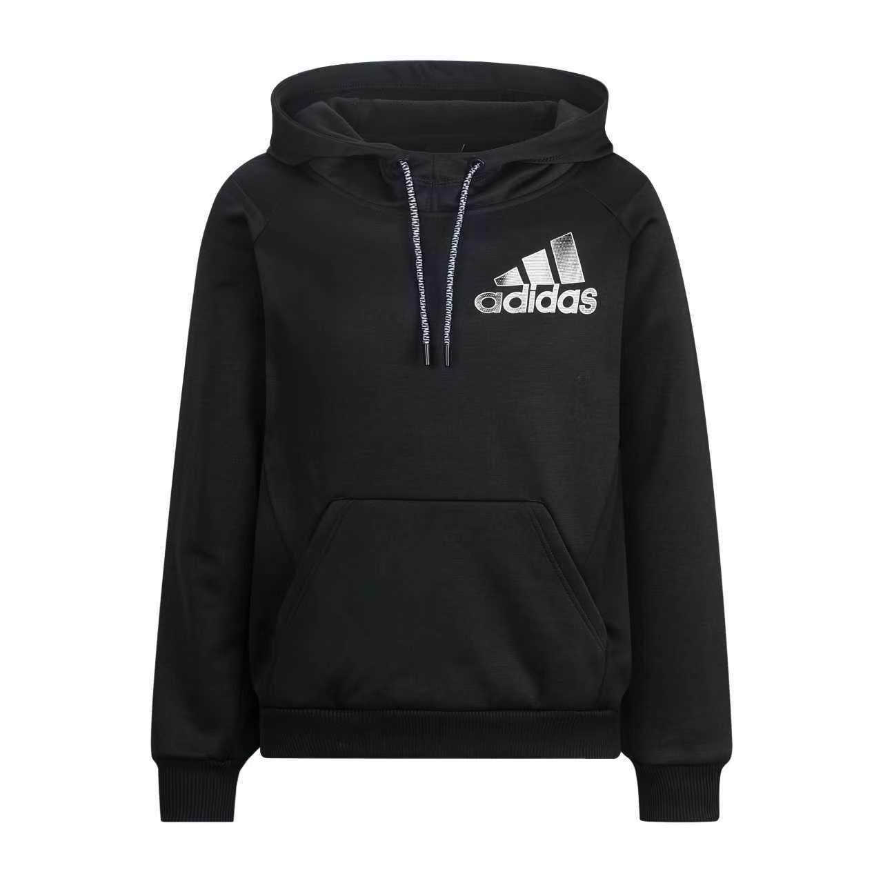 adidas Men s Fleece Pullover Hoodie Black DL8701 S