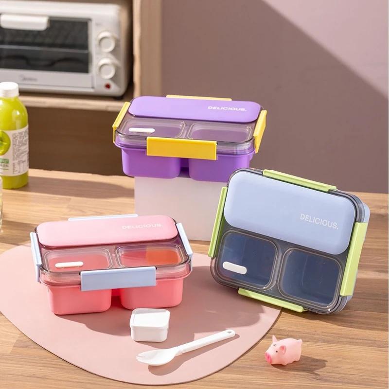 1200ml Bento Box Compartment Lunch Box with Lid Dipping Box Salad Fruit Lunch Box Office Worker Picnic Food Storage Containers