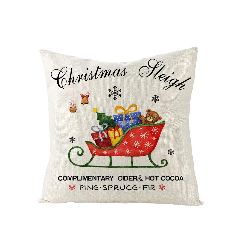 Watercolor Red Christmas Pillow Cover Polyester Printed Holiday Pillow Cartoon Pillow Cover