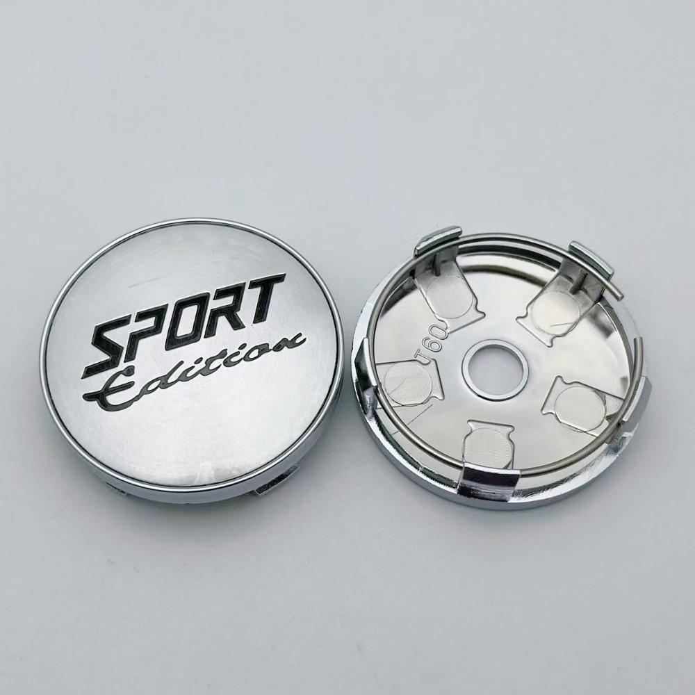 4pcs 60MM Sport Logo Emblem Car Wheel Center Caps Car Accessories for Wheel Hub Centre Cover Auto Rim Hubcaps Black/Silver Cap