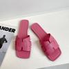 Women's Solid Color Square Head Slip-On Slippers - Breathable, Flat Design for Home, European & American Style