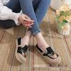 Embroidered Ethnic Low-Cut Linen Shoes for Spring & Autumn - Comfortable Middle-Aged & Elderly Women's Footwear