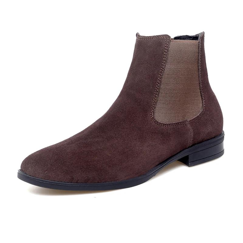 Fashion Men's Chelsea Designer Boots Fashion Solid Color Leather Men Dress Shoes British Style Comfortable Winter Business Men Boots