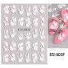 1 Sheet 5D Simple Flowers Nail Embossed Stickers Elegrant Wedding Design Adhesive Sliders Summer Textured Engraved Nail Decoration