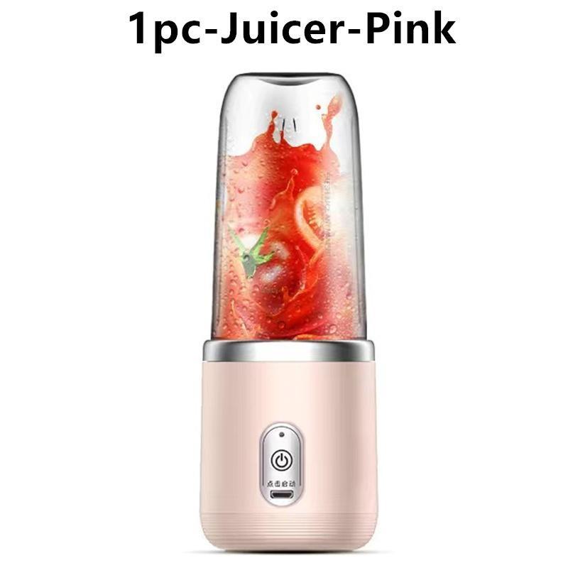 

Портативная электрическая соковыжималка USB-миксер, соковыжималка, блендер для смузи, соковыжималка для лимона, апельсина, беспроводной блендер, набор чашек для соковыжималки 300 мл 1PCS розовый