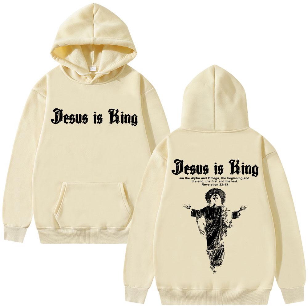 Jesus Is King Graphic Hoodie Christian Religious Clothes Men Women Fashion Gothic Rock Sweatshirt Hip Hop Popular Streetwear