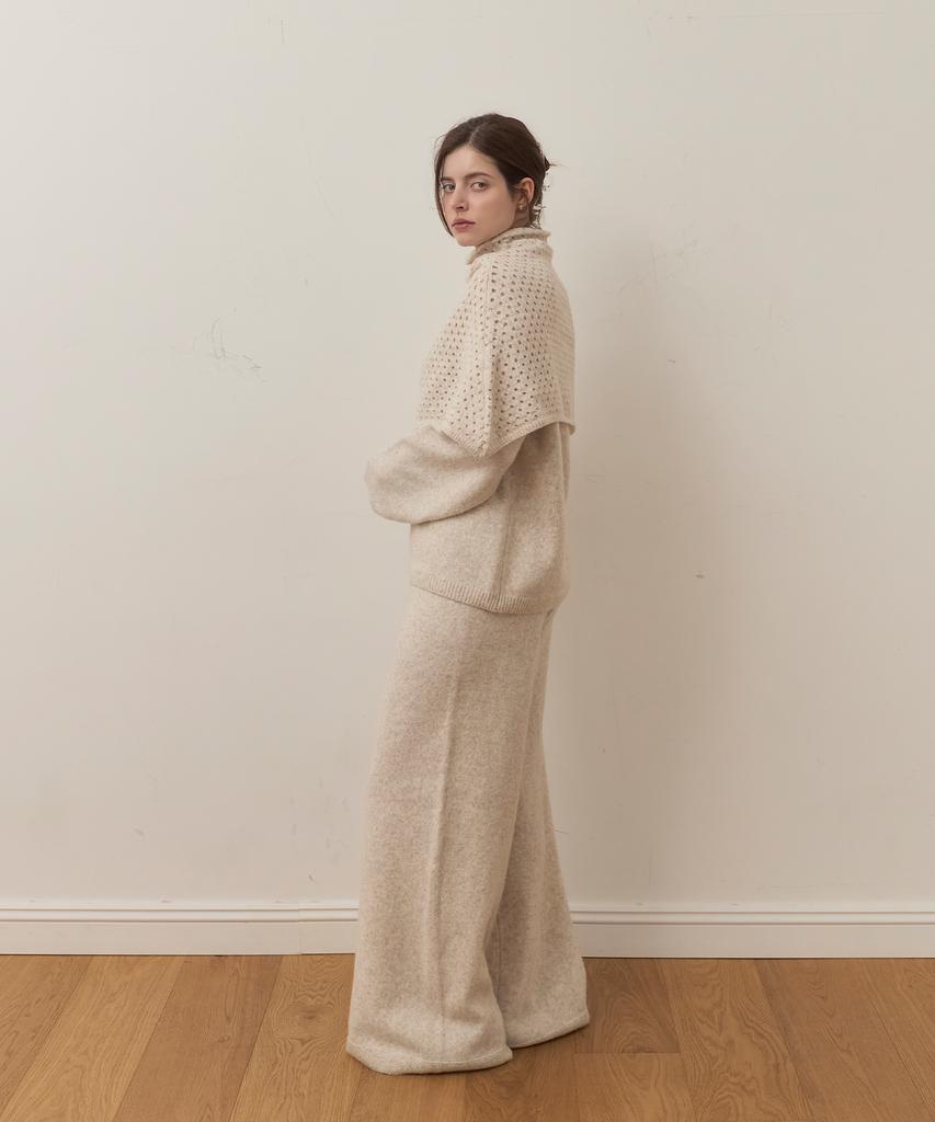 MAISONLEHAR Floating Knit Set (Round Neck Knit + Pants + Neck Warmer) 4 Colors