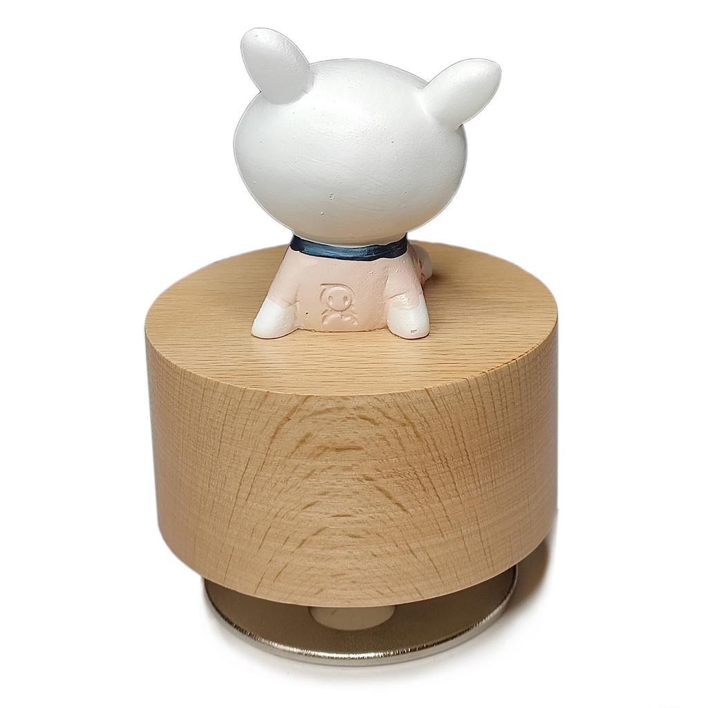 Falado Mini Wooden Animal Rotary Music Box with Cute Rabbit Ornament You Are My White and RR001 (Tune Sunshine), Beige,