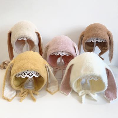 Niedliche Babymütze Winter Lange Hasenohren Weiche Plüsch Warme Mütze Kinder Mädchen Kaninchenfell Strickmütze Kleinkind Mütze