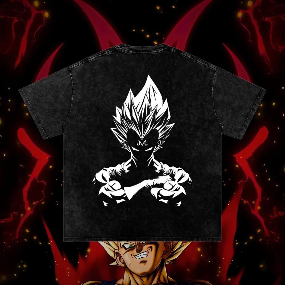 

Vintage Washed T Shirt for Men Japanese Anime Printed Casual Loose Men s T-Shirt Streetwear Unisex Cotton Tees M