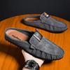 Leather Men's Shoe Male Slipper Mules Outdoor Slides Flat Half Cheap Shoes Liquidation Low Price Trend  Summer Sale Fashion