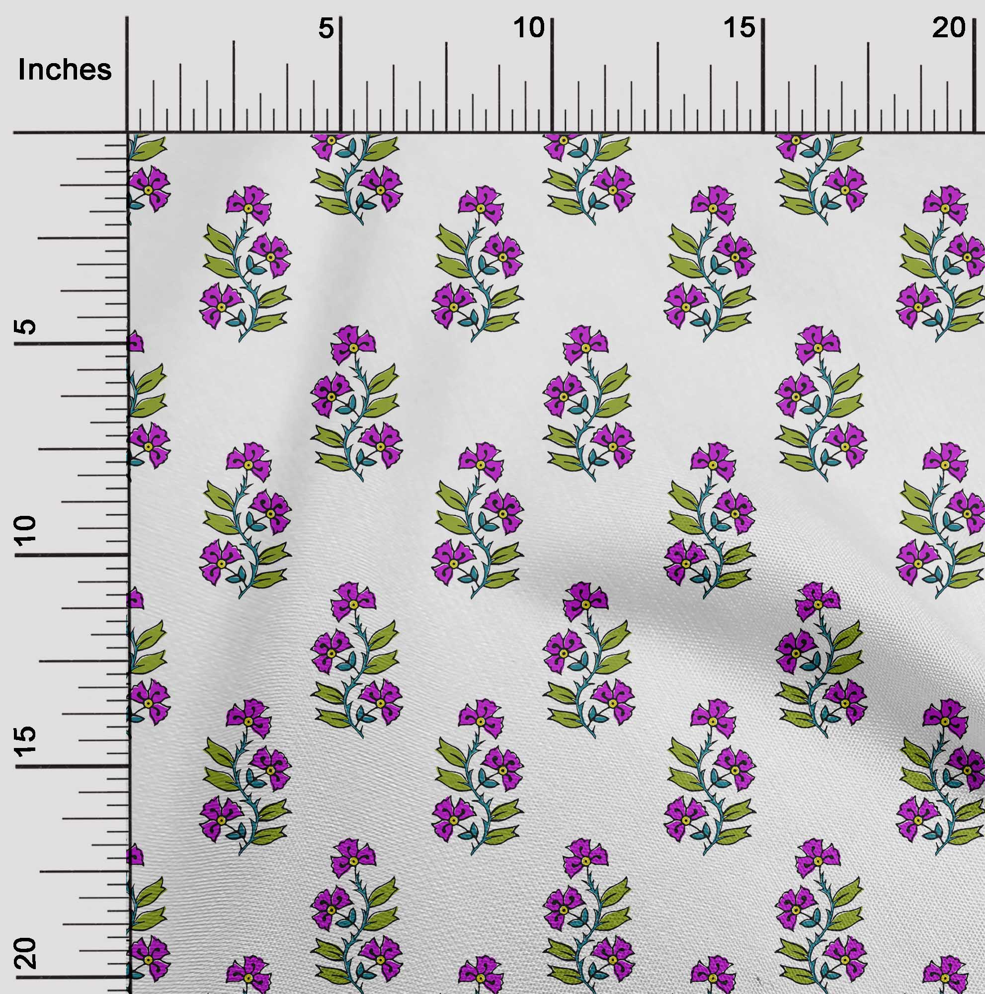 

OneOone Cotton Flex Тканина з листям і квітковим принтом 1 ярд 40 дюймів 42 Inch - Viscose Chiffon фіолетовий