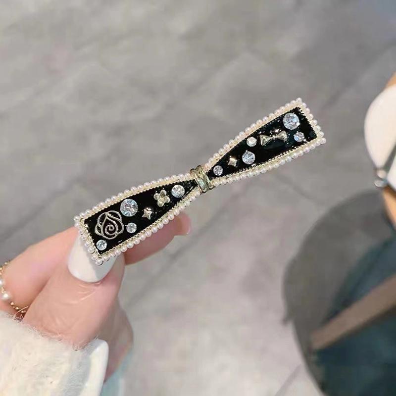 Französische Vintage Kamelienblume Perle Samt Haarspange Damen Elegant Seitlicher Pony Haarnadeln Mädchen Haaraccessoires