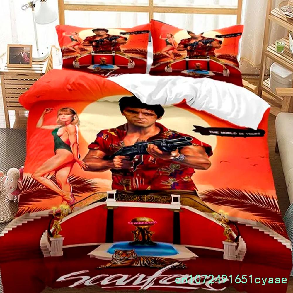 Tony Montana Scarfaces Bedding Set Boys Girls Twin Queen Size Duvet Cover Pillowcase Bed Boys Adult Home Textileextile
