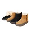 Winter snow boots women's soft leather short boots with fleece and thickened fur integrated flat-bottomed warm and cold-resistant cotton shoes