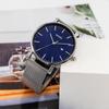 Simple Stylish Brand Popular Ultra Thin Lightweight Analog Watch Business Waterproof Quartz Arm Watch Silver Blue [BUREI] Men's Men's -