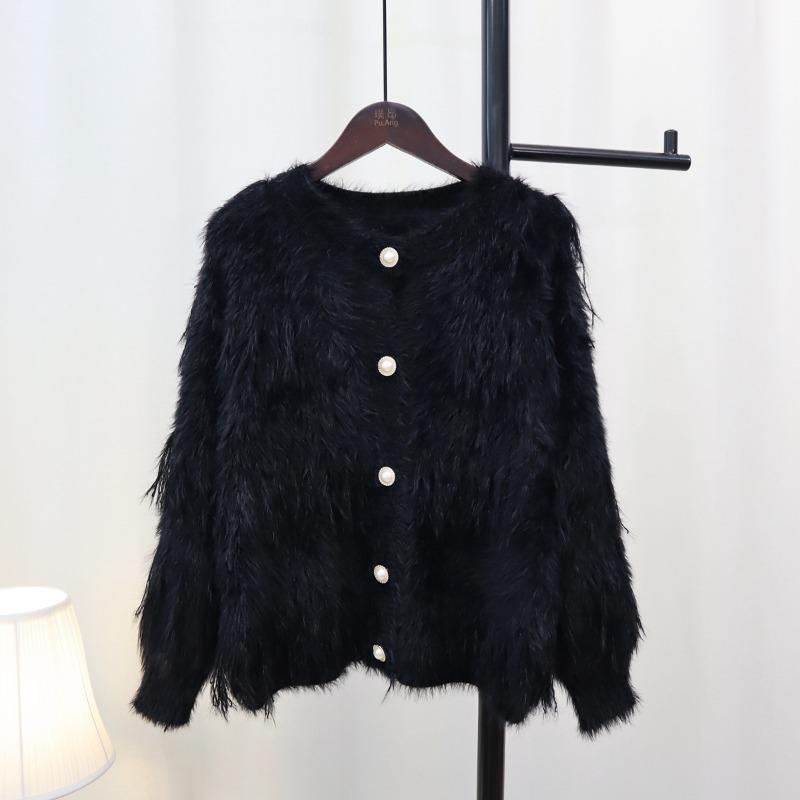 Autumn and Winter New Short Xiaoxiangfeng Imitation Mink Velvet Fringed Sweater Jacket Women's Soft Waxy Gentle Wind Knitted Cardigan Tide