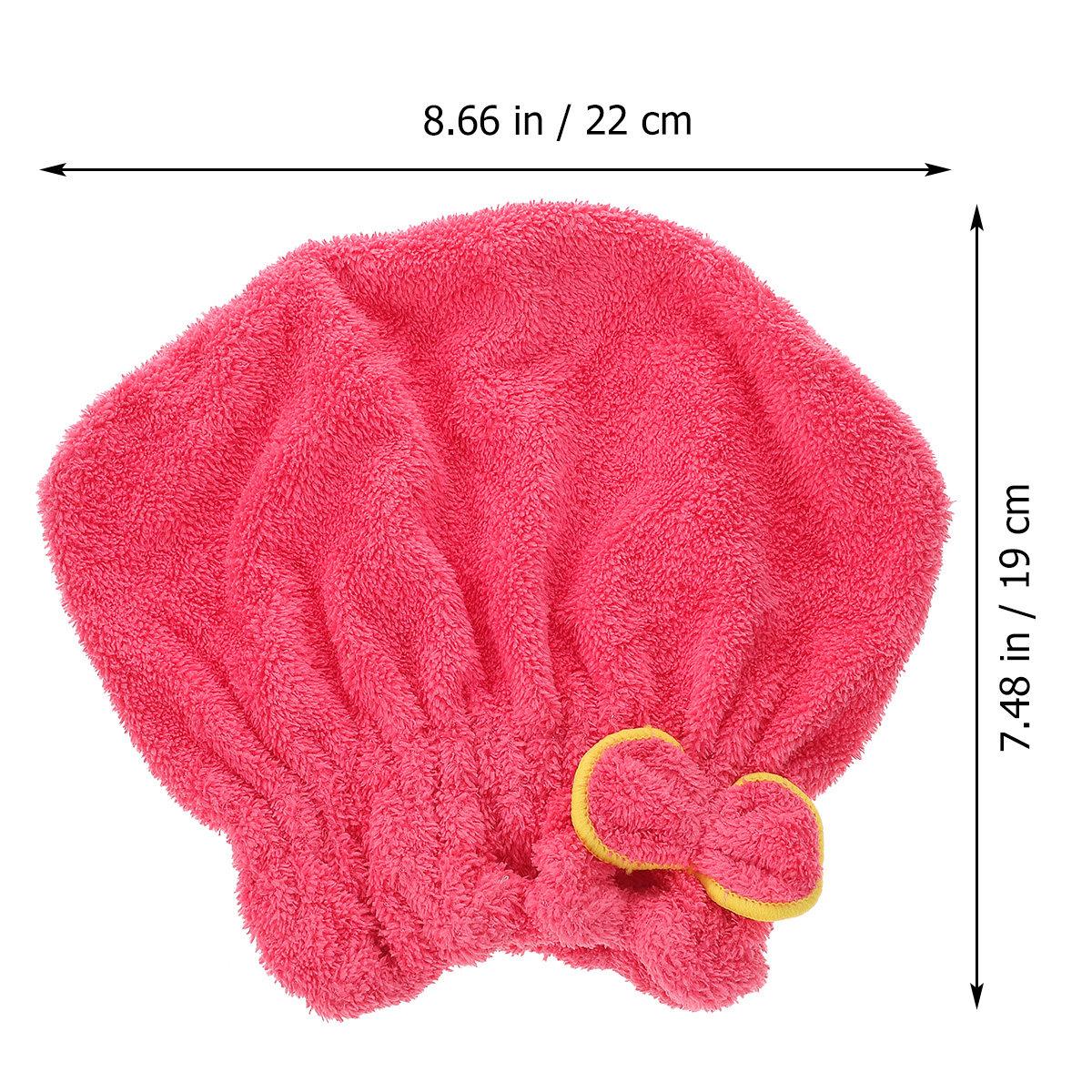 Bowknot Hair Drying Red Coral Fleece Fast Absorbent Elastic Microfiber Shower Bath Cap for Daily Use Hair Care