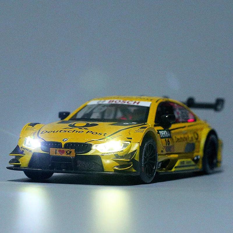 1:32 Alloy Diecast BMW M4 DTM M8 GTE Car Toy Model Sound Light pull Back Sport Vehicle Toys For Boy Gift Collection