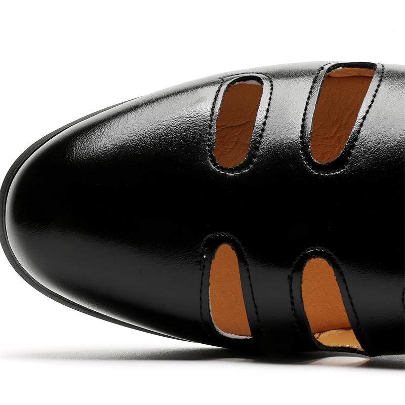 Summer Casual Flat Shoes Men High Quality Leather Sandals Buckle Solid Color Weave Breathable Vintage Men Gladiator Sandals