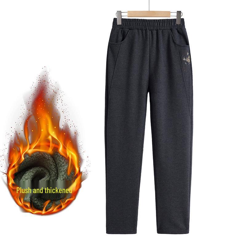 

Мамины теплые брюки на флисовой подкладке для осени/зимы 2024: Стильный, Плотный, Эластичный пояс для женщин среднего и пожилого возраста 4XL (125-135 jin)