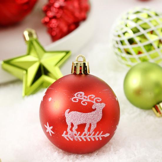 65 Pcs Christmas Balls Ornaments Red Green White Shatterproof Plastic Balls Ornaments with Merry Christmas Sign for Xmas Tree Party Home Decor